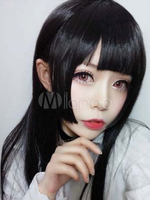 Sweet Lolita perruques perruques cheveux noir Lolita longue ligne droite avec frange émoussée Déguisements Halloween