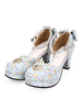 Sweet Lolita Pompes Chérie Découpez Imprimer Bow Cheville Strap Chunky Talon Lolita Chaussures Déguisements Halloween