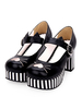 Sweet Lolita Pumps Broderie Stripe Strappy Platform Chunky Heel Chaussures Lolita Déguisements Halloween