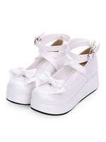 Sweet Lolita Pumps Plateforme à bretelles plates Chaussures Lolita blanches Déguisements Halloween