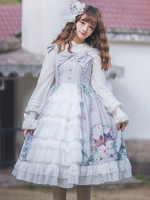 Sweet Lolita Robe JSK Forest Hymn Print Blue Bustier Lolita Jupes Jupes Déguisements Halloween