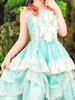Sweet Lolita Robe JSK Forêt secrète Jupe de cavalier Lolita en popeline avec nœud papillon à volants Déguisements Halloween