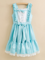 Sweet Lolita Robe JSK Lolita sans manches Aqua Satin Jumper Skirt Déguisements Halloween