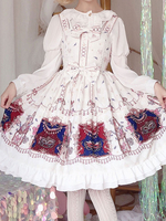 Sweet Lolita Robe JSK mascarade imprimée nœuds blancs Jupes Lolita Jumper Déguisements Halloween