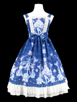 Sweet Lolita Robe JSK Papillon Sorcière Imprimé Dentelle Jupe Lolita Pull à Volants Déguisements Halloween