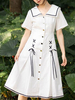 Sweet Lolita Robe OP Blanc Lace Up Robes One Piece Lolita Déguisements Halloween