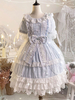 Sweet Lolita Robe OP bleu arcs glitter robes une pièce Lolita manches courtes Déguisements Halloween