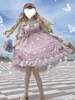 Sweet Lolita Robe OP Dentelle Plissée Rose Manches courtes Robes Lolita One Piece Déguisements Halloween