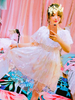 Sweet Lolita Robe OP Etoiles Imprimé Rose Volants Robes One Piece Lolita Déguisements Halloween
