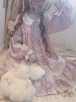 Sweet Lolita Robe OP Etoiles Rose Volants Manches Longues Robes Lolita One Piece Déguisements Halloween
