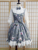 Sweet Lolita Robe OP lumière bleue longueur 3/4 manches Floral imprimé One Piece Lolita Robe Déguisements Halloween