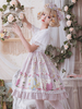 Sweet Lolita Robe OP Printemps Grue Imprimer Manches courtes Robe Lolita One Piece Déguisements Halloween