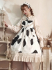 Sweet Lolita Robe OP Vache Jardin Blanc Imprimé Manches Longues Robes Lolita One Piece Déguisements Halloween