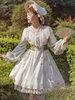 Sweet Lolita Robe Polyester Manches Longues Robe Style Pastoral Élastique Réglable