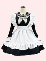 Sweet Lolita Robe Polyester Manches Longues Volants Robe Style Marine