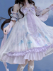 Sweet Lolita Robe Polyester Sans manches Floral Imprimé Floral Bows Dentelle Ruffles Jupe Jumper Lolita Lolita