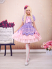 Sweet Lolita rose pourpre OP robe manches courtes couches arcs et garniture Déguisements Halloween