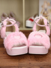 Sweet Lolita rose sandales plate-forme coeur forme Ankle Strap Déguisements Halloween