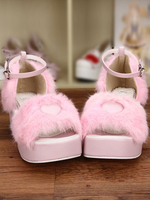 Sweet Lolita rose sandales plate-forme coeur forme Ankle Strap Déguisements Halloween