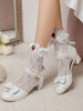 Sweet Lolita Sandales Bout Rond Talon Chunky En Cuir PU Blanc Lolita Summer Ankle Strap Talons