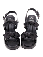Sweet Lolita Sandales Bow Strappy Buckle Synthétique noir Lolita Chaussures Déguisements Halloween