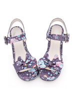 Sweet Lolita Sandales Imprimer Bow Buckle Wedge talon Synthétique Lolita chaussures Déguisements Halloween