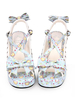 Sweet Lolita Sandales Imprimer chérie creux Bow Lolia Bleu Chaussures Déguisements Halloween