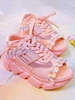 Sweet Lolita sandales peep toe strass fleurs cuir de vache à lacets rose chaussures dété Lolita