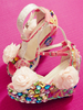 Sweet Lolita Sandales Peep Toe Talon Compensé Fleurs À Lacets Chaussures Dété Lolita Rose Chaud