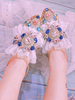 Sweet Lolita sandales strass dentelle bout fermé daim cuir léger abricot Lolita personnaliser sandales