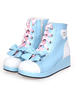 Sweet Lolita Shoes Bottes compensées bleues à lacets et à glissière Lolita