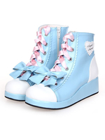 Sweet Lolita Shoes Bottes compensées bleues à lacets et à glissière Lolita