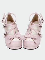 Sweet Lolita Shoes Rose Croix Bow talons pompes cheville mignon bracelet Lolita avec des talons en forme extraordinaire Déguisements Halloween