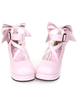 Sweet Lolita Shoes Talons à plateforme Bow Toe Round Cross Front Lolita Pompes
