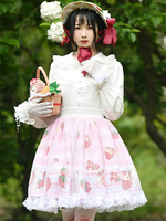 Sweet Lolita SK Fruit Floral Pattern Jupes Lolita en dentelle rose à plusieurs niveaux