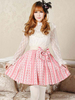 Sweet Lolita SK Jupe plissée rose Lolita avec nœud Déguisements Halloween