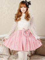 Sweet Lolita SK Jupe plissée rose Lolita avec nœud Déguisements Halloween