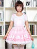 Sweet Lolita SK Jupe rose Lolita Jupe le chat sous l’arbre imprimé dentelle ourlet Lolita jupe Déguisements Halloween