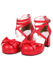 Sweet Lolita talons carrés chaussures plate-forme sangles Boucles boucles garniture blanche Déguisements Halloween