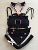 Sweet Lolita Underwear Ensemble 2 pièces Pantalon à lacets noir Top sans manches Costumes de chat Tenues
