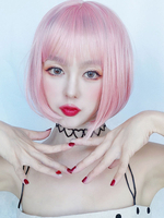 Sweet Lolita Wig Bob Perruque Cheveux Lolita Rose Fibre Résistante À La Chaleur Courte Déguisements Halloween