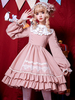 Sweet Pink Lolita Robe OP Neverland imprimé floral à manches longues en coton Lolita Ruffles Une Robes Piece
