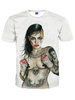 T-shirt à col rond en coton imprimé blanc