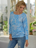 T-shirt à manches longues en polyester imprimé à col bijou pour femme
