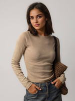 T-Shirt À Manches Longues En Polyester Marron Confortable Femme