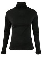 T-shirt à manches longues Femme Volants Col Haut Shaping Haut