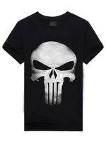 T-Shirt bicolore crâne coton impression T-Shirt Casual pour hommes