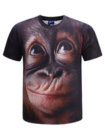 T-shirt Black Men 3D à imprimé animalier à manches courtes T-shirt décontracté