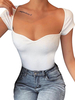 T-shirt blanc à manches courtes en coton pour femme