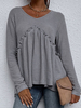 T-shirt Blouse Femme Décontracté à Col Rond avec Manches Longues Bas Evasée Unicolore T-shirt Femme